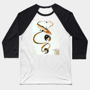 Orange Yin Yang Dragon Baseball T-Shirt